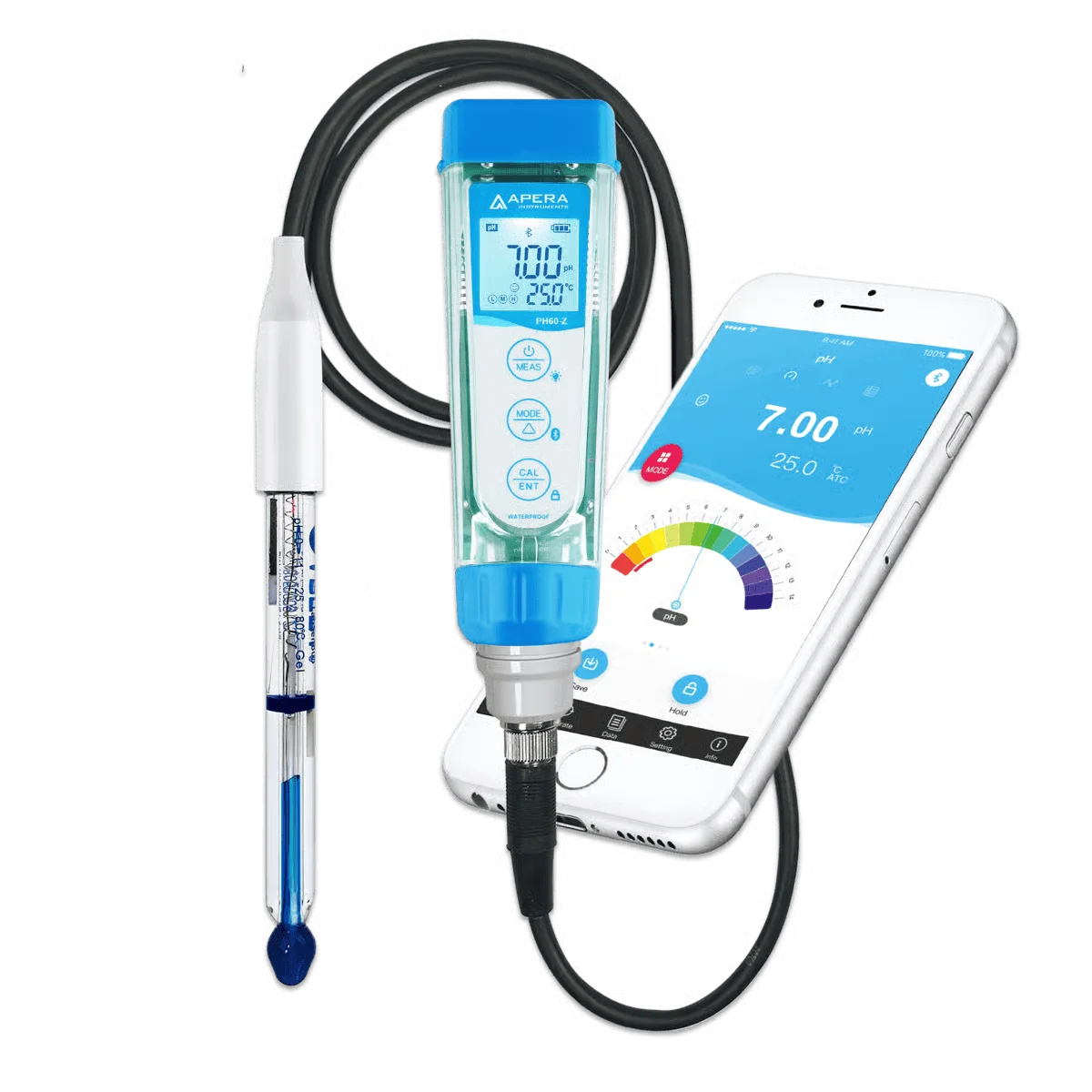 PH60Z-PW Smart pH Tester Kit for Pure Water, Water Solutions with Low Ionic Strength or Low Temperature with LabSen 805 ATC pH Electrode